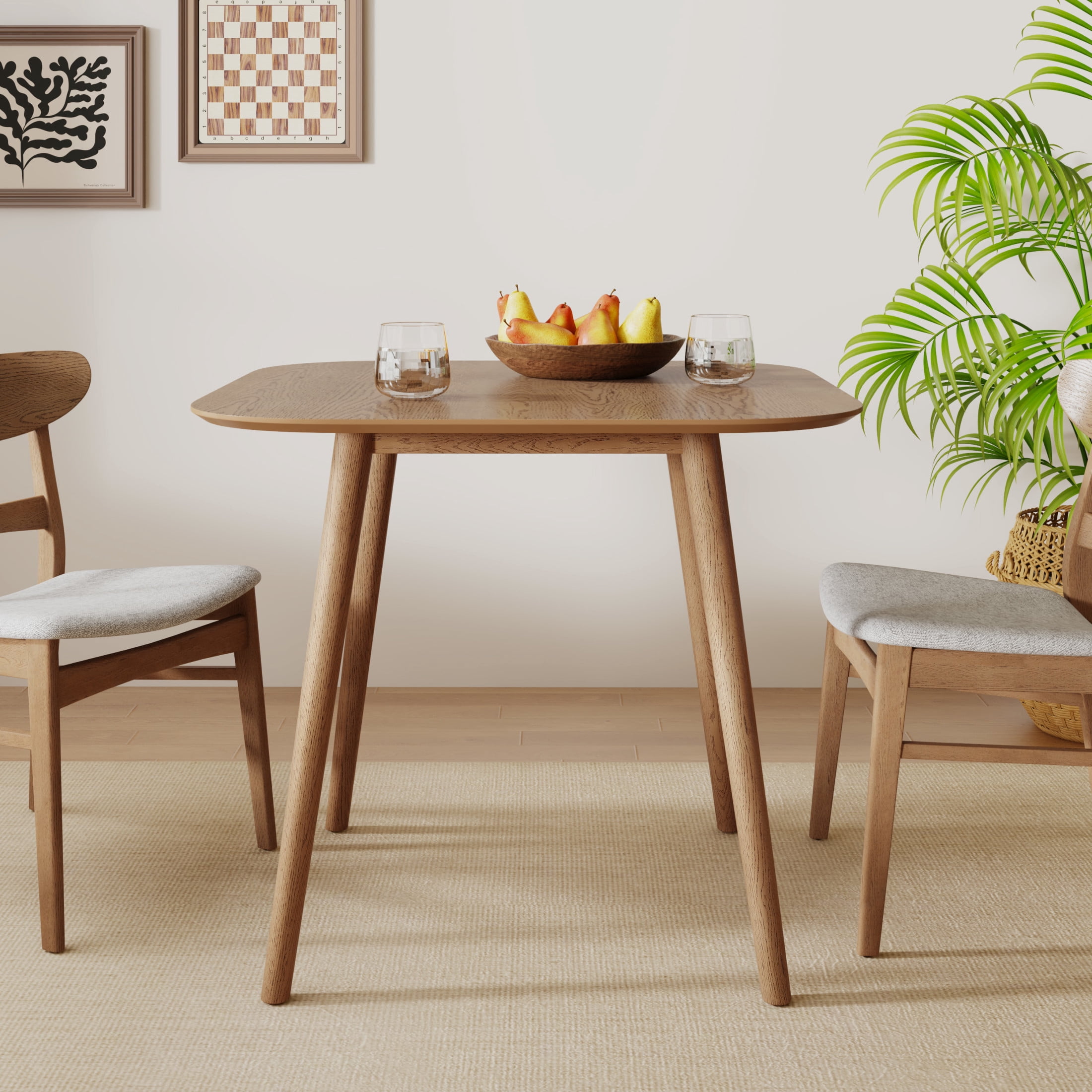 Christopher Knight Home 36" Mid-Century Modern Square Dining Table for 4, Rubberwood Legs, Light Ash