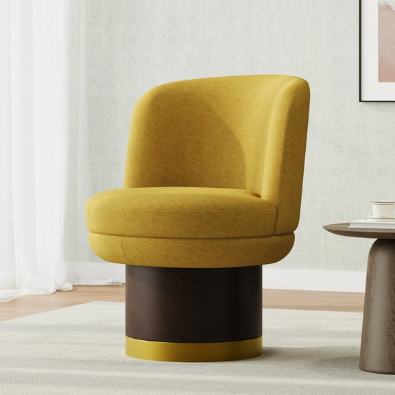 Christopher Knight Home 360° Swivel Barrel Accent Chair, Chenille Upholstered Round Vanity Chair, Yellow