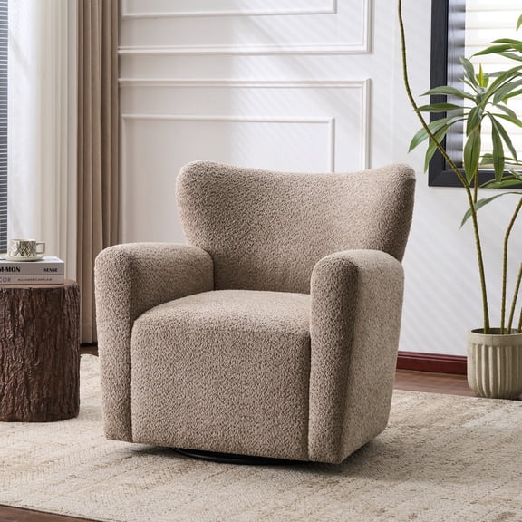 Christopher Knight Home 360 Swivel Wingback Accent Chair with Metal Base, Camel
