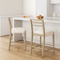 thumbnail image 1 of Christopher Knight Home 37.5" Counter Stool Set of 2, Ladder Back Wood Frame with Upholstered Seat, Beige+Light Ash, 1 of 9