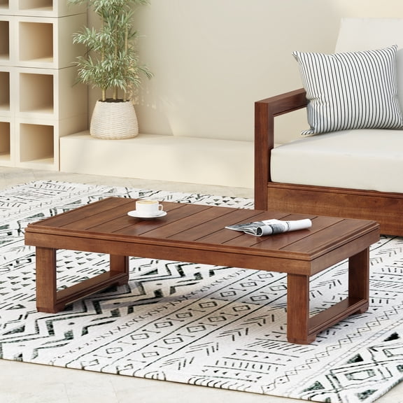 Christopher Knight Home 38.5" Outdoor Coffee Table, Mocha Finish Acacia Wood with Slatted Top and Rustic Design