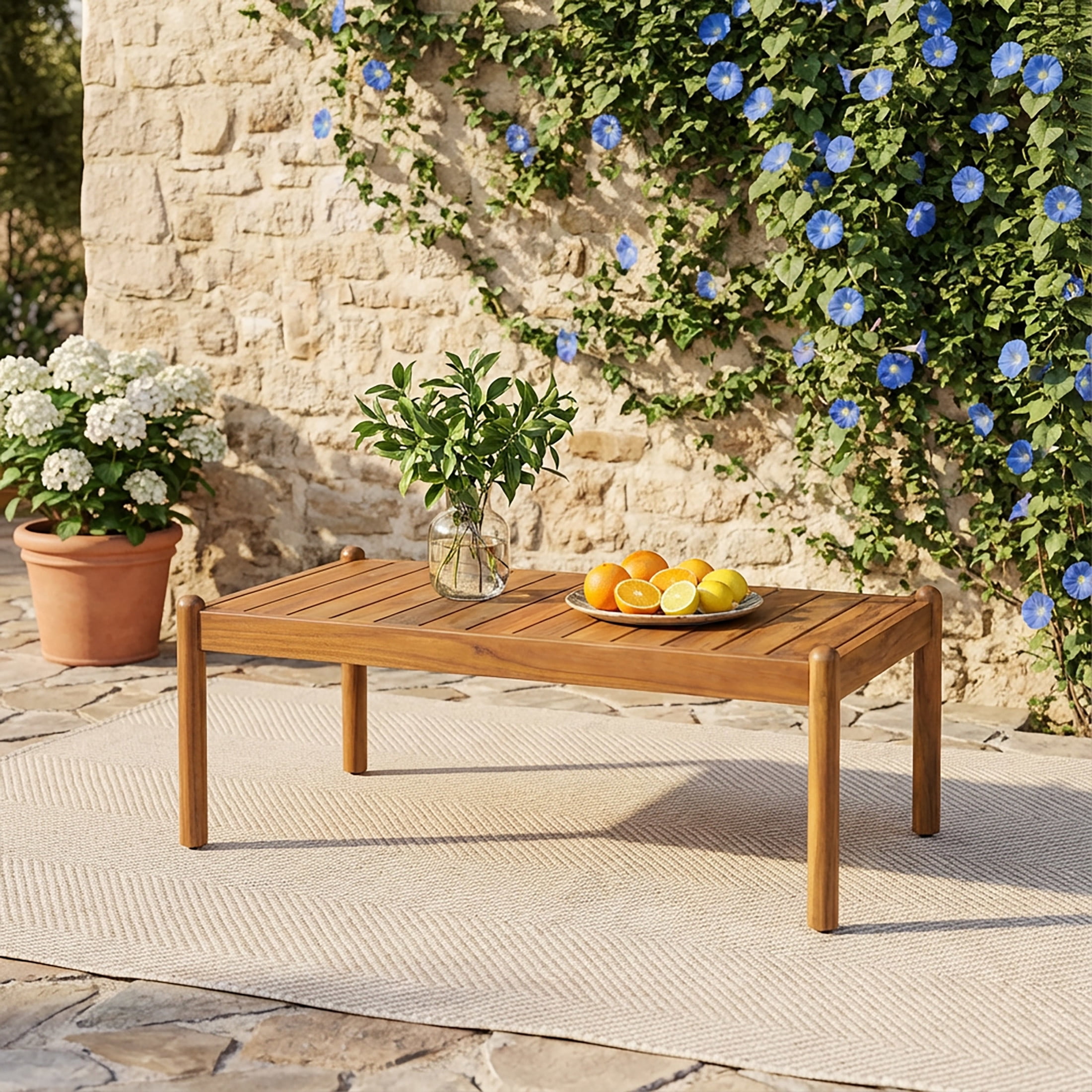 Christopher Knight Home 39" Contemporary Outdoor Acacia Wood Slatted Coffee Table, Teak