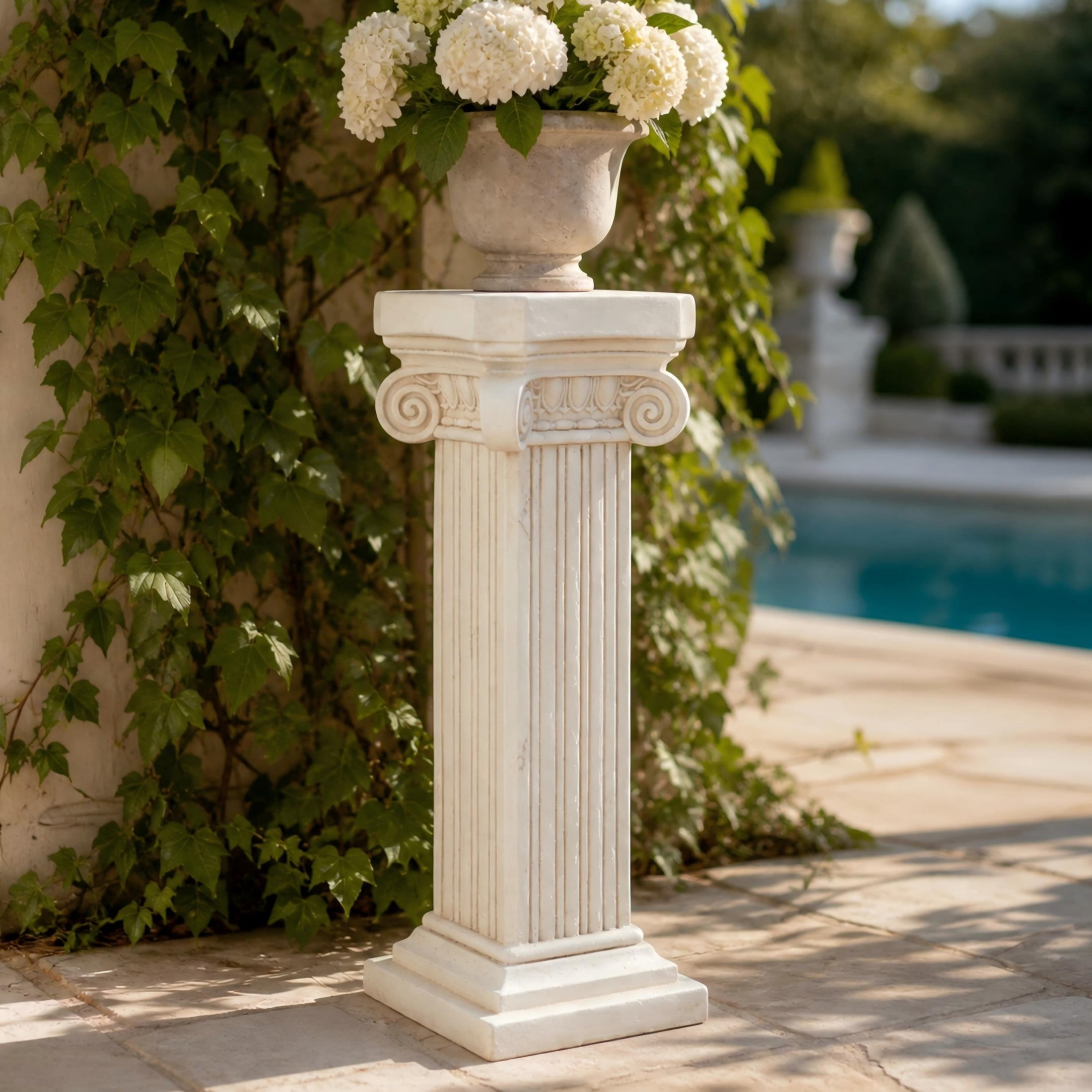 Christopher Knight Home 39" MGO Roman Column Stand, Decorative Plants & Flowers Pedestal, Antique White