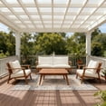 thumbnail image 1 of Christopher Knight Home 4-Piece Mid-Century Patio Chat Set, Wooden Loveseat, Club Chairs and Coffee Table, Teak+Beige, 1 of 15