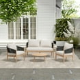 thumbnail image 1 of Christopher Knight Home 4-Piece Outdoor Patio Conversation Set with Wood Frame, Cushions and Black Rope, 1 of 13