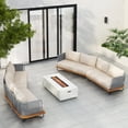 thumbnail image 1 of Christopher Knight Home 4-Piece Outdoor Sofa Set with Rope Woven Sides, 8-Seat Sectional with Cushions, Beige+Gray, 1 of 12