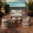 thumbnail image 1 of Christopher Knight Home 4-Piece Wood Outdoor Patio Conversation Set, Woven Rope Seatings with Coffee Table, Beige Cushions, 1 of 13