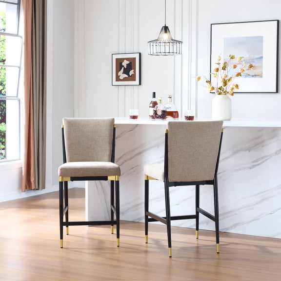 Christopher Knight Home 40"H Modern Armless Kitchen Counter Stool Set of 2, Iron Frame, Black+Brown