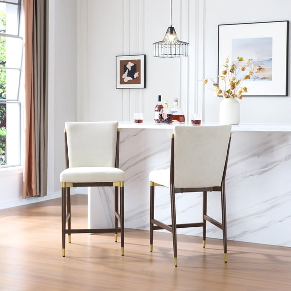 Christopher Knight Home 40"H Modern Armless Kitchen Counter Stool Set of 2, Iron Frame, Brown+Beige