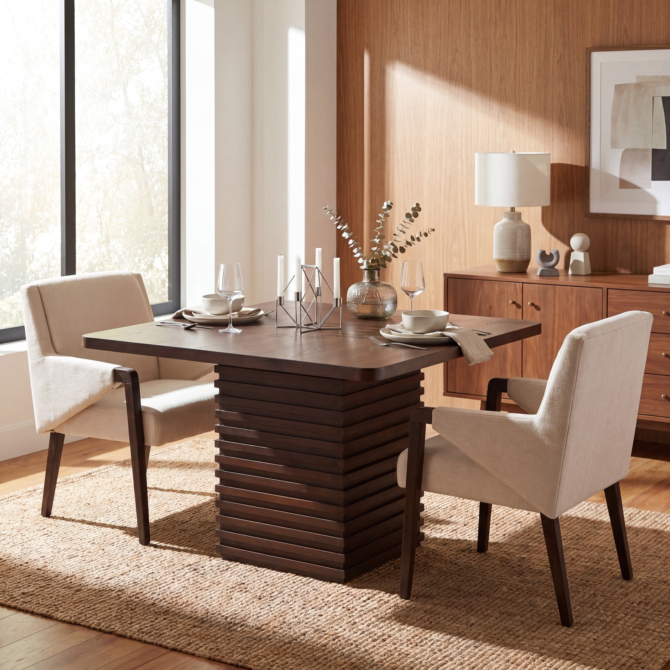 Christopher Knight Home 45" Modern Square Dining Table with Pedestal Base, Seats 4, Espresso