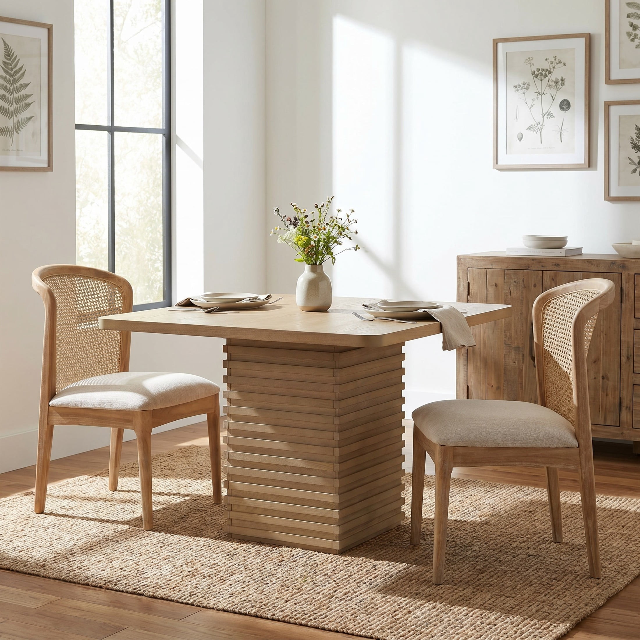 Christopher Knight Home 45" Modern Square Dining Table with Pedestal Base, Seats 4, Light Ash