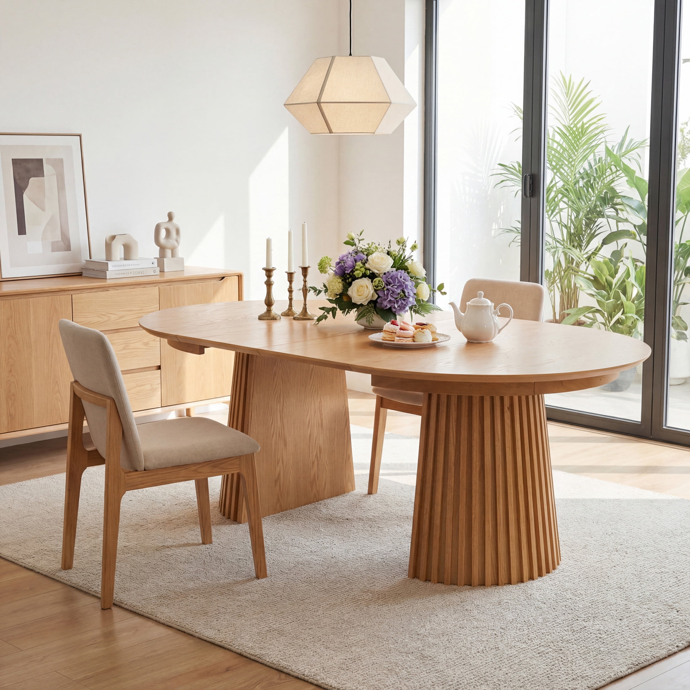 Christopher Knight Home 47"-78" Mid-Century Modern Oval Extendable Dining Table for 4-8, Natural