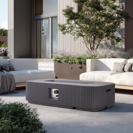 Christopher Knight Home 48.2" Rectangular Outdoor Propane Fire Pit, 50,000 BTU, Gray