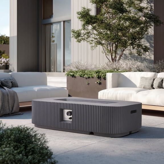 Christopher Knight Home 48.2" Rectangular Outdoor Propane Fire Pit, 50,000 BTU, Gray