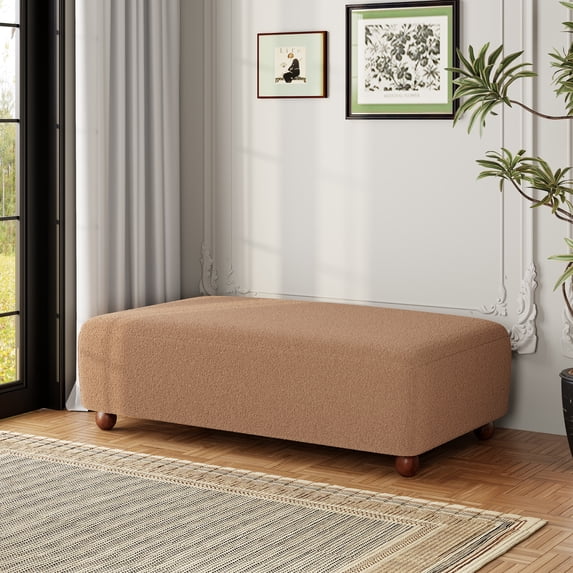 Christopher Knight Home 48" Modern Comfortable Ottoman Bench, Boucle Upholstery with Wooden Legs, Camel