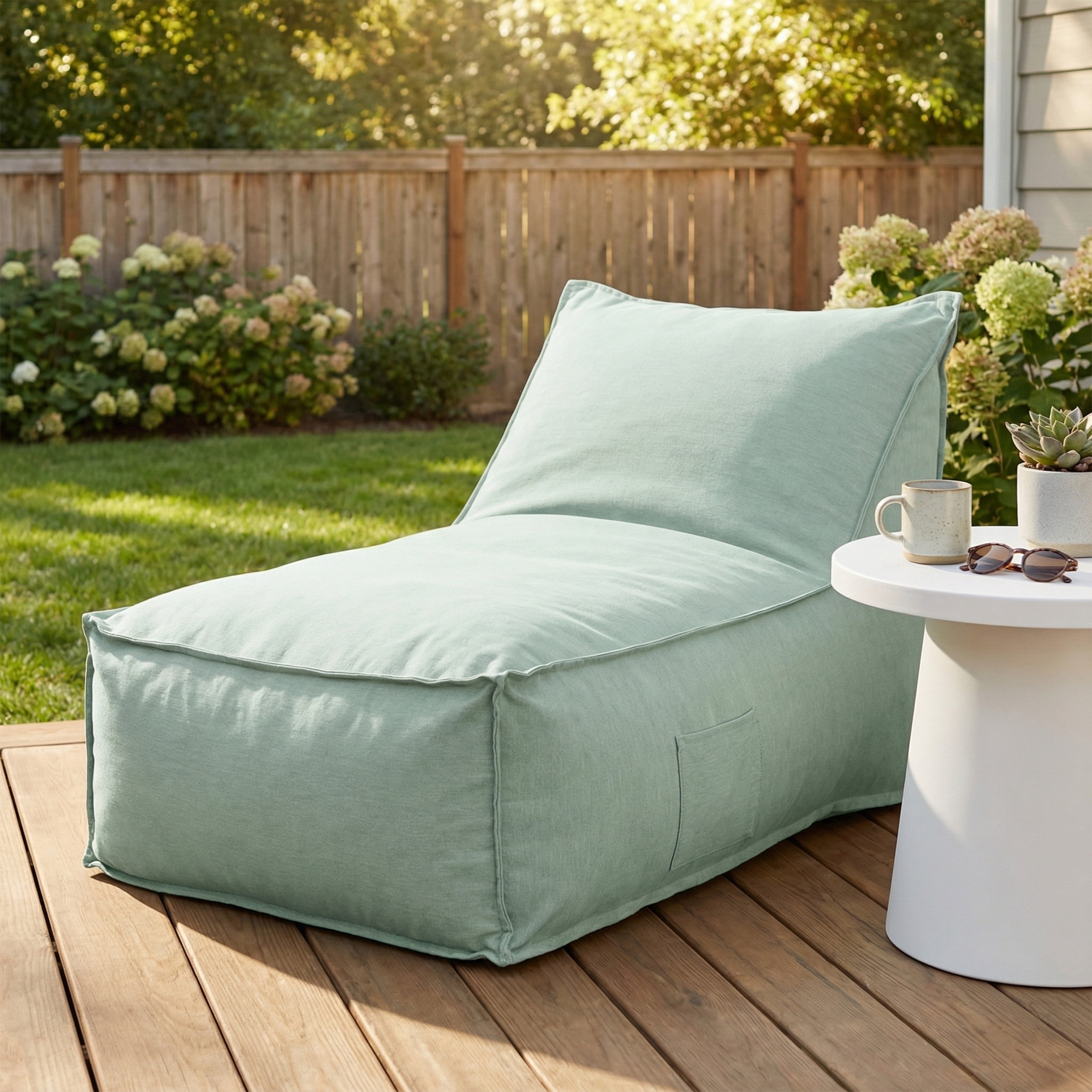 Christopher Knight Home 48" Outdoor Bean Bag Lounge Chair, Plush Foam Filled, Patio Garden Seating, Mint