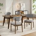 thumbnail image 1 of Christopher Knight Home 5-Piece Dining Set, Rectangular Wood Table and 4 Upholstered Side Chairs, Gray+Walnut, 1 of 13