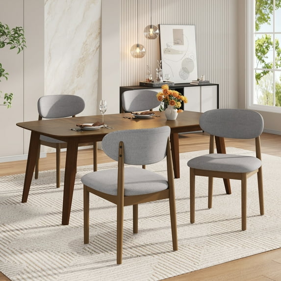 Christopher Knight Home 5-Piece Dining Set, Rectangular Wood Table and 4 Upholstered Side Chairs, Gray+Walnut
