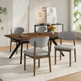 thumbnail image 1 of Christopher Knight Home 5-Piece Dining Set, Rectangular Wood Table and 4 Upholstered Side Chairs, Gray+Walnut, 1 of 13