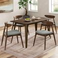 thumbnail image 1 of Christopher Knight Home 5-Piece Mid Century Dining Table with Cushioned Chairs, Wood Frame, Walnut+Light Gray, 1 of 13