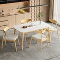 thumbnail image 1 of Christopher Knight Home 5-Piece Mid-Century Dining Table with Ergonomic Chairs, Solid Wood Frame, Natural+Beige, 1 of 12