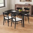 thumbnail image 1 of Christopher Knight Home 5-Piece Mid Century Modern Dining Table Set with Upholstered Chairs, Black+Light Beige, 1 of 13