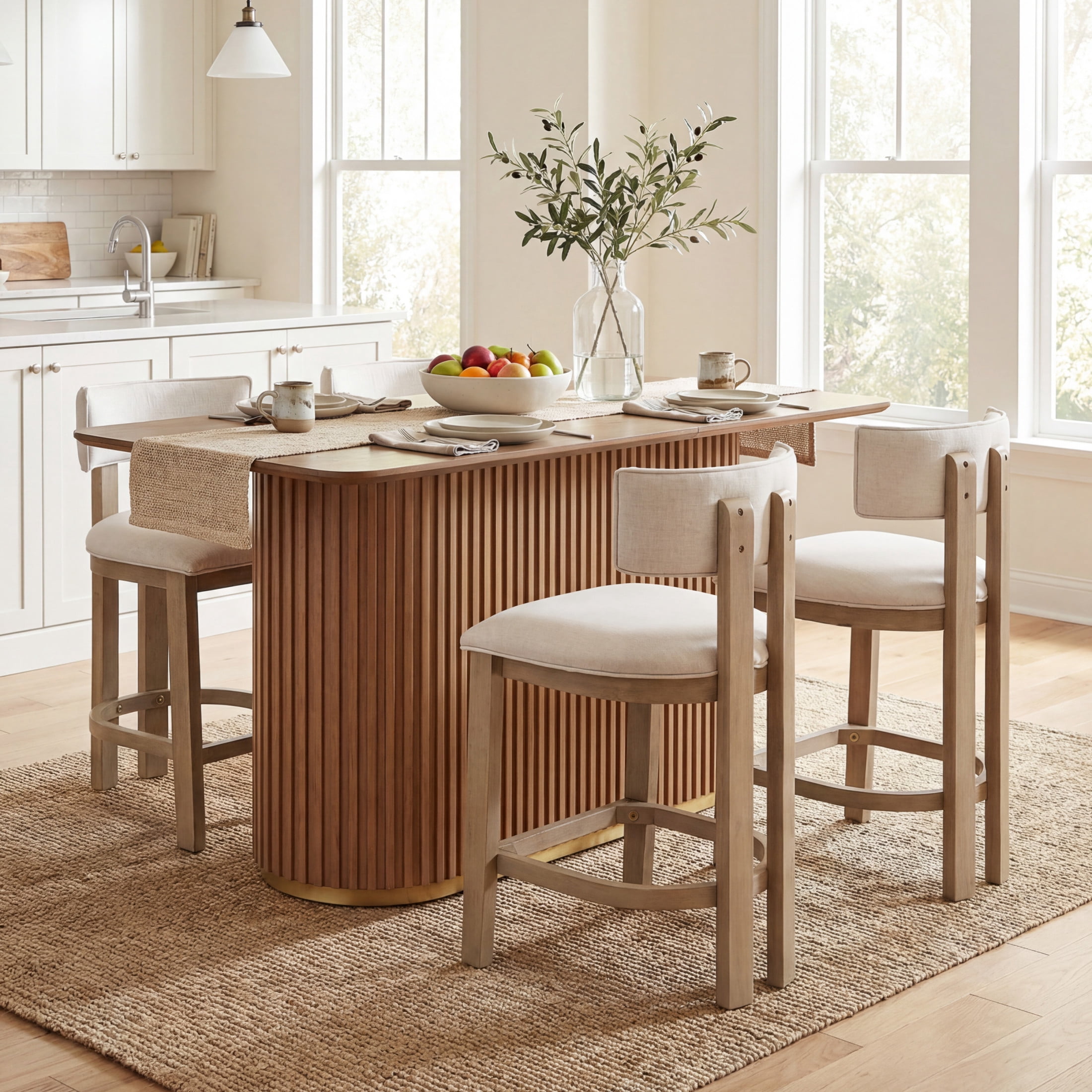 Christopher Knight Home 5-Piece Modern Counter Height Dining Table with Armless Bar Stools, Light Ash