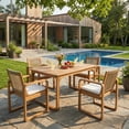thumbnail image 1 of Christopher Knight Home 5-Piece Outdoor Curved Leg Dining Set, Rope Back Chairs with Cushions, Light Teak, 1 of 16