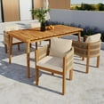 thumbnail image 1 of Christopher Knight Home 5-Piece Outdoor Dining Set with 63" Wood Table, 4 Rope Back Patio Chairs, Beige Cushion, 1 of 14