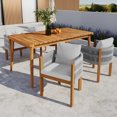 thumbnail image 1 of Christopher Knight Home 5-Piece Outdoor Dining Set with 63" Wood Table, 4 Rope Back Patio Chairs, Gray Cushion, 1 of 14