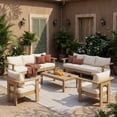 thumbnail image 1 of Christopher Knight Home 5-Piece Patio Conversation Set with Cushions, Coffee Table, Light Teak + Cream, 1 of 16