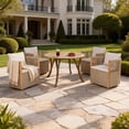 thumbnail image 1 of Christopher Knight Home 5 Piece Patio Dining Set, Swivel Rope Chairs and Round Table with Curved Legs, Beige, 1 of 16
