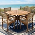 thumbnail image 1 of Christopher Knight Home 5-Piece Rustic Outdoor Wood Dining Set, Round Table with Wicker Chairs, Teak, 1 of 16