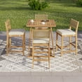 thumbnail image 1 of Christopher Knight Home 5 Pieces Patio Bar Set, 4 Bar Stools and Square Table, Wood Frames with Woven Backs, Beige, 1 of 13