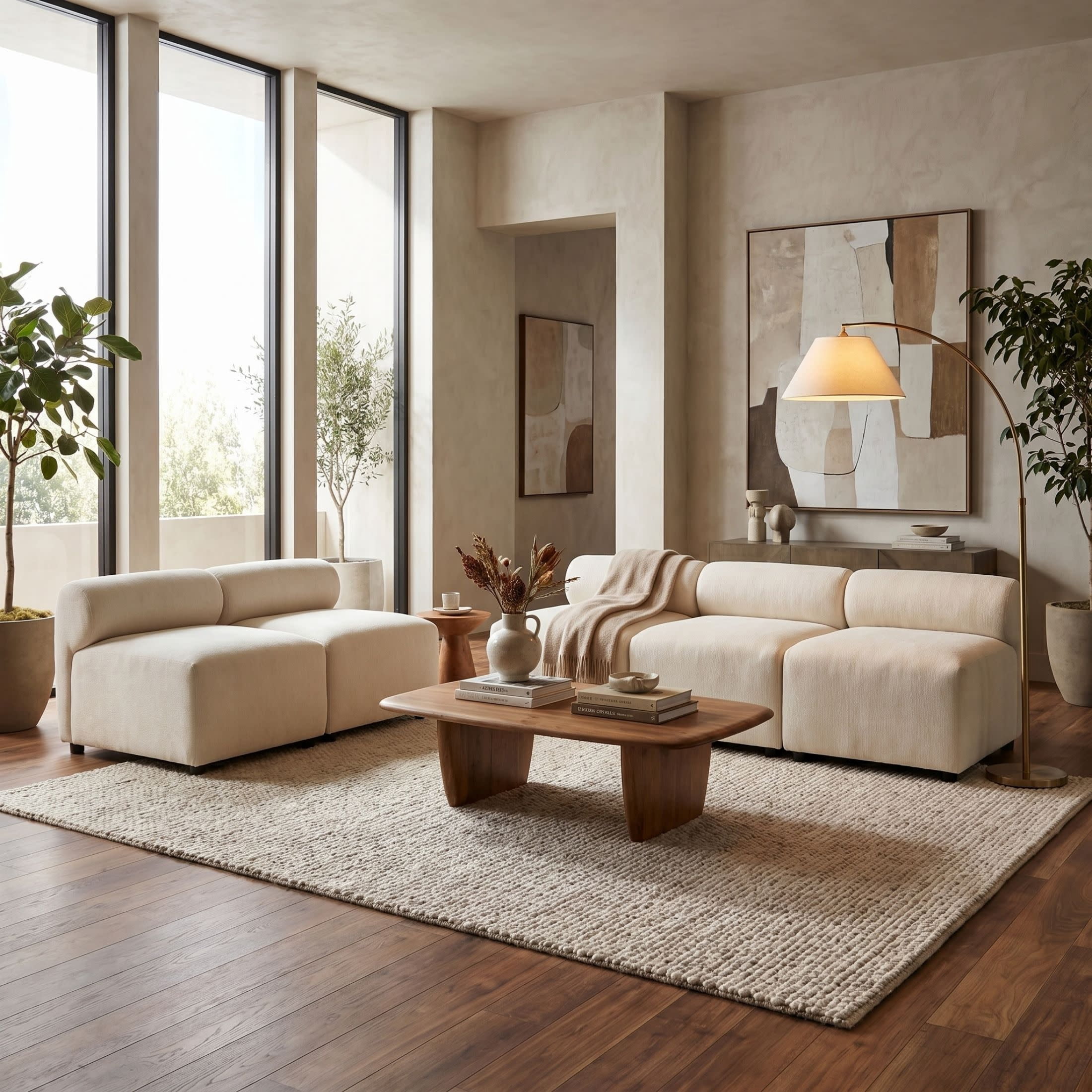 Christopher Knight Home 5-Seat Upholstered Modular Sectional Sofa, Round-Back with Deep Cushions, Beige