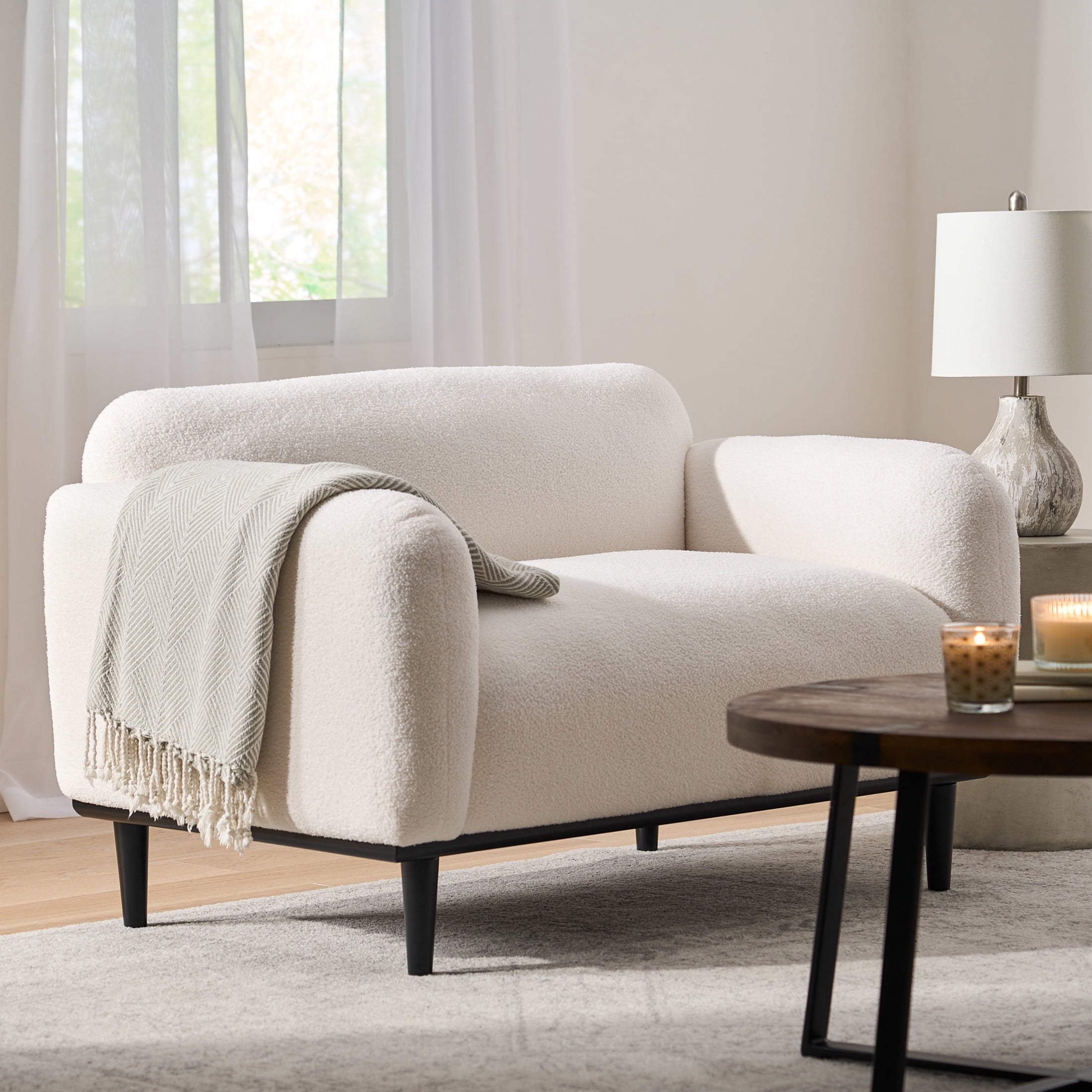 Christopher Knight Home 50" Modern Boucle Loveseat Sofa for Living Room or Office, White
