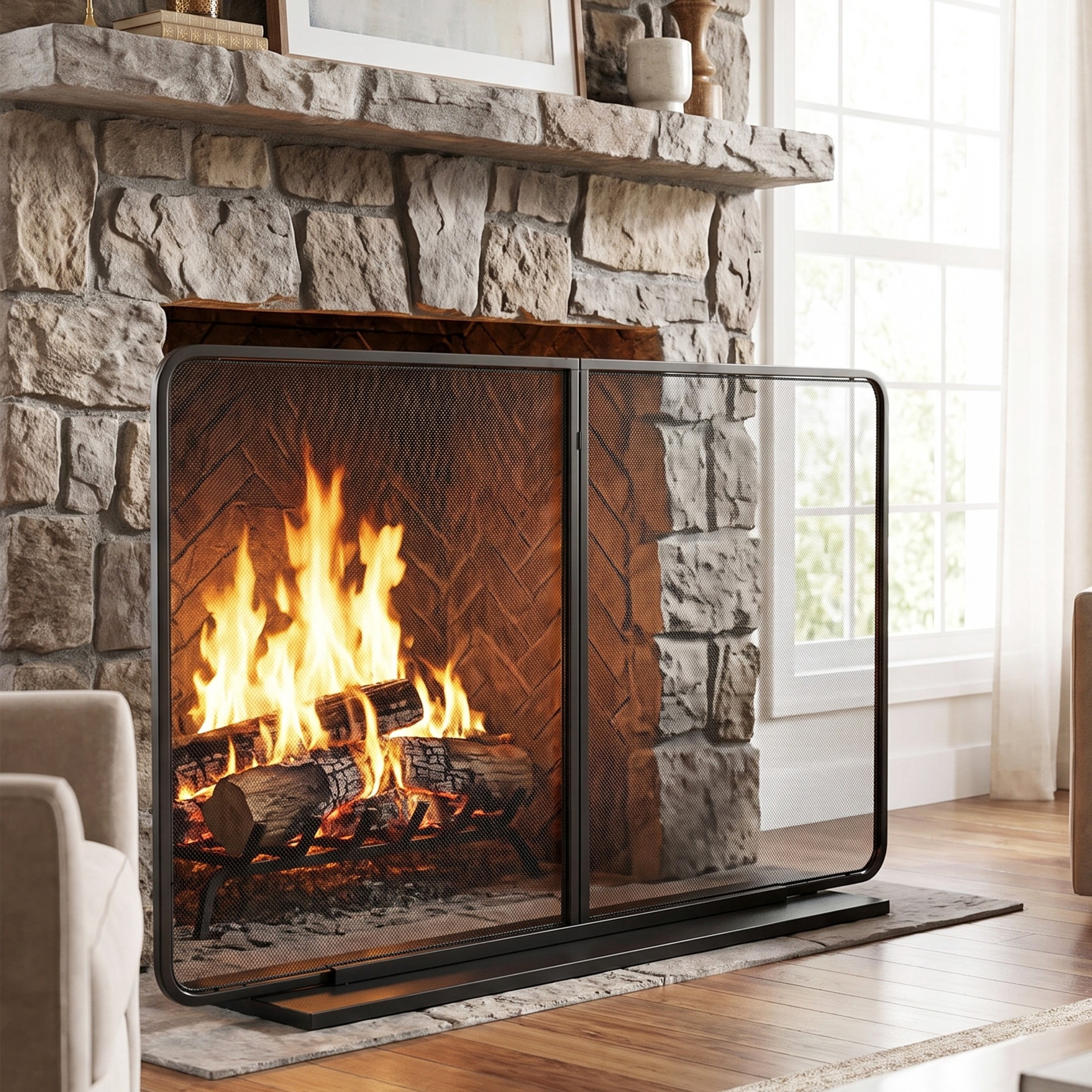 Christopher Knight Home 50" x 35" Freestanding Iron Fireplace Screen, 2 ...