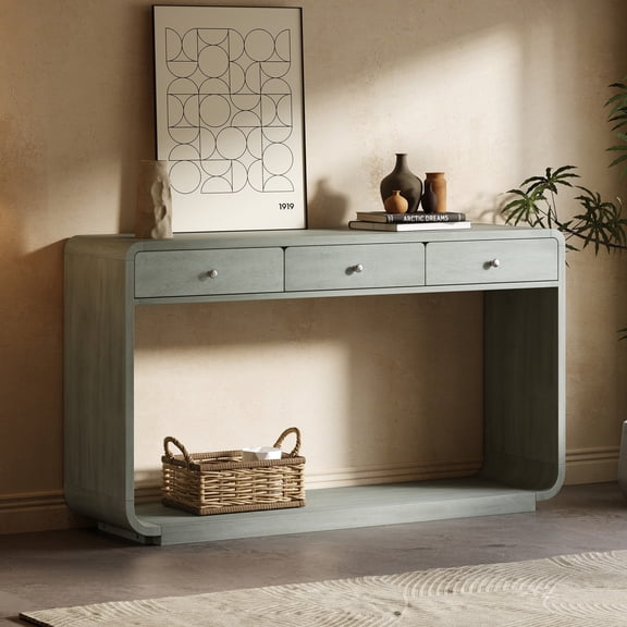 Christopher Knight Home 55" Console Table with 3 Drawers and Bottom Shelf, Sage Green