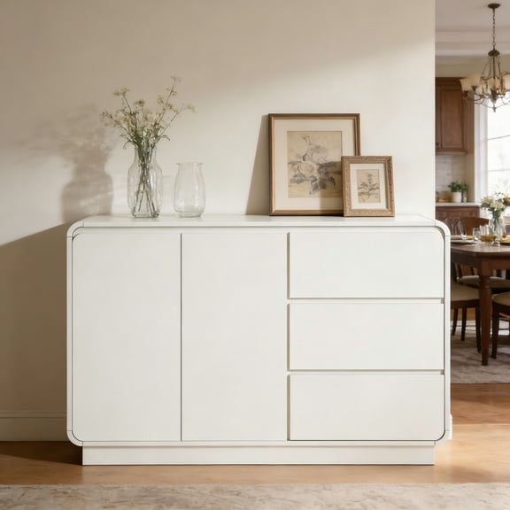 Christopher Knight Home 55" Wide Modern Sideboard, Storage Cabinet with 2 Doors and 3 Drawers, White