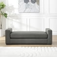 thumbnail image 1 of Christopher Knight Home 57.7" Rectangle Faux Leather Ottoman Bench with Armrests, Grey, 1 of 5