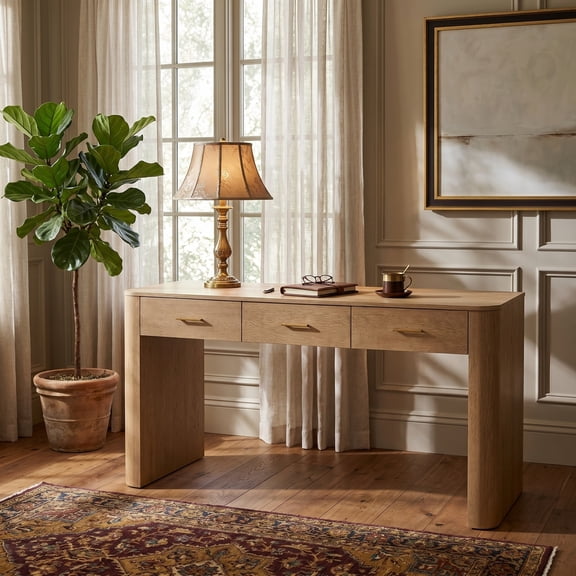 Christopher Knight Home 58.3" Storage Writing Desk with 3 Drawers, Natural