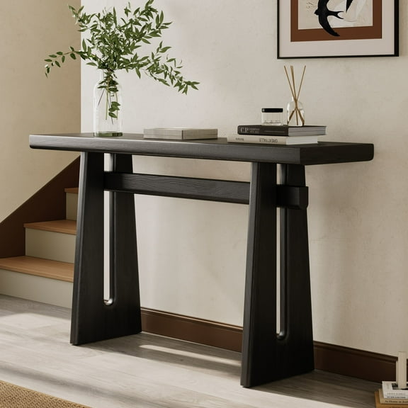 Christopher Knight Home 59.2" Elegant Console Table with Geometric Silhouette, MDF Wood Frame, Black
