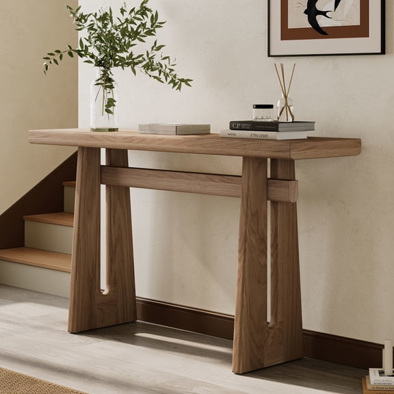 Christopher Knight Home 59.2" Elegant Console Table with Geometric Silhouette, MDF Wood Frame, Brown