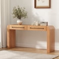 thumbnail image 1 of Christopher Knight Home 59.6" Modern Console Table with 2 Drawers, Curved Design and Metal Handles, Natural, 1 of 10