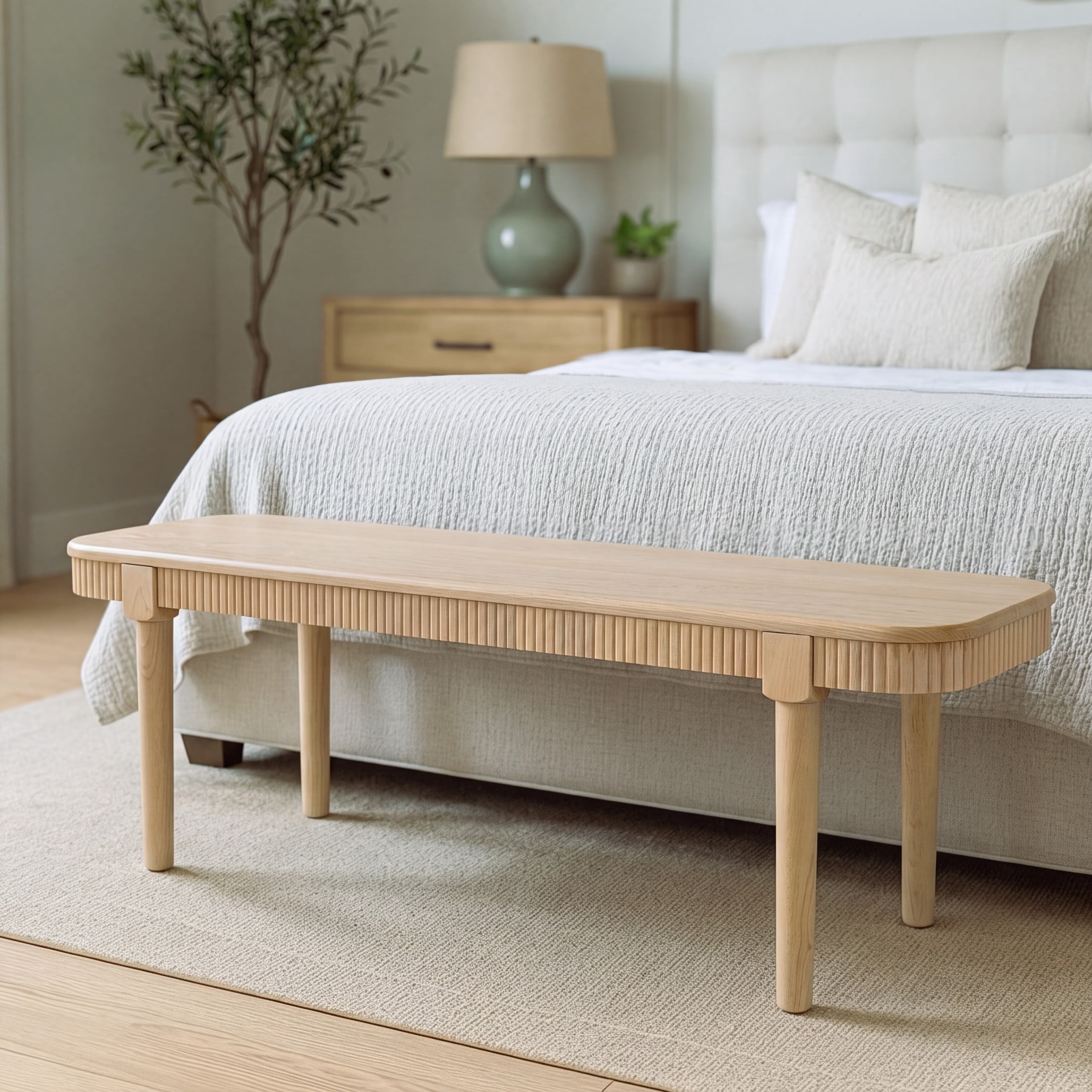 Christopher Knight Home 59" Mid-Century Modern Wooden Bench for Dining and Entryway, Natural