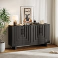 thumbnail image 1 of Christopher Knight Home 59" Modern Sideboard Storage Cabinet with 4-Door and Metal Handles, Black, 1 of 10