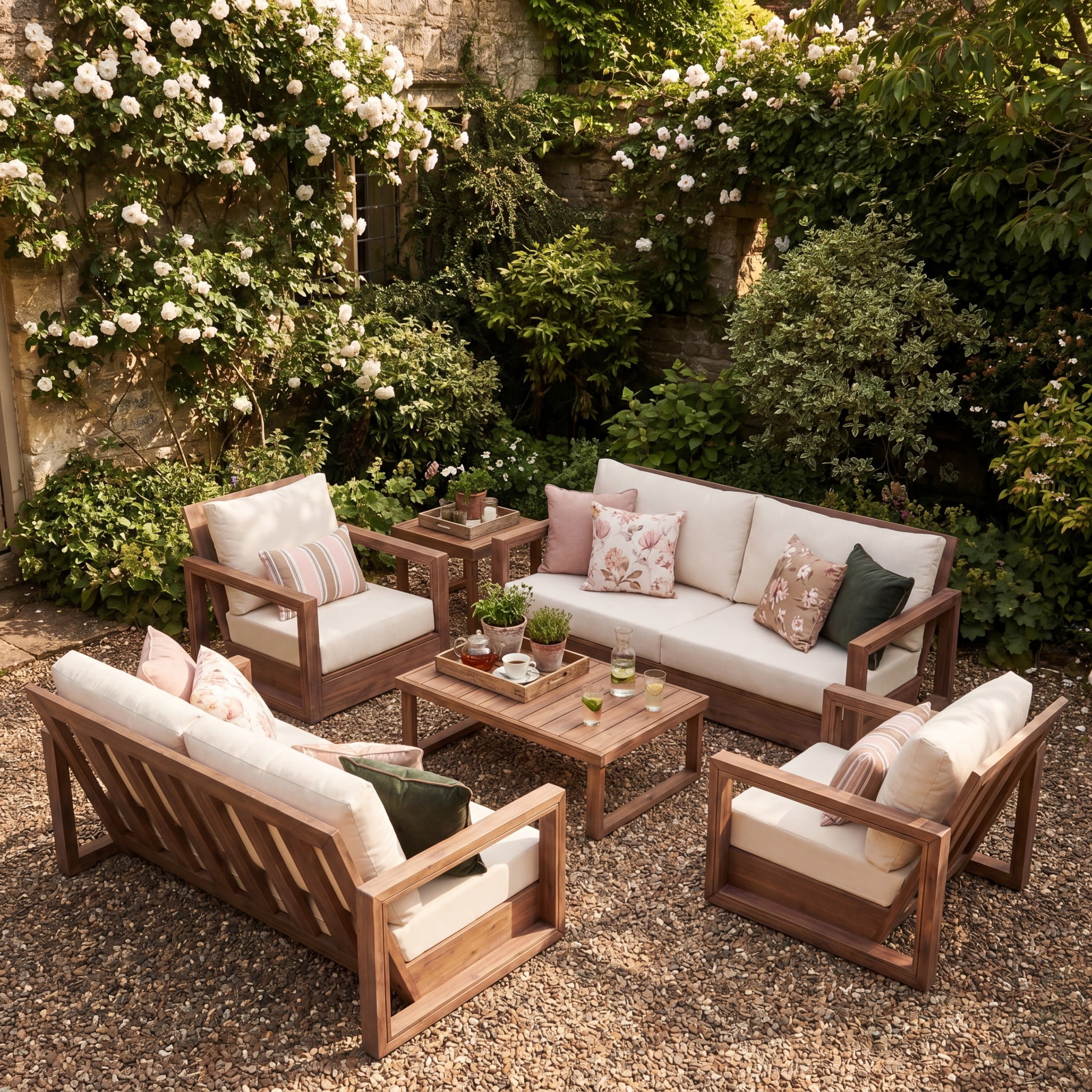 Christopher Knight Home 6-Piece Outdoor Conversation Set with Sofa, Loveseat, Swivel Chairs & Tables, Brown+Beige