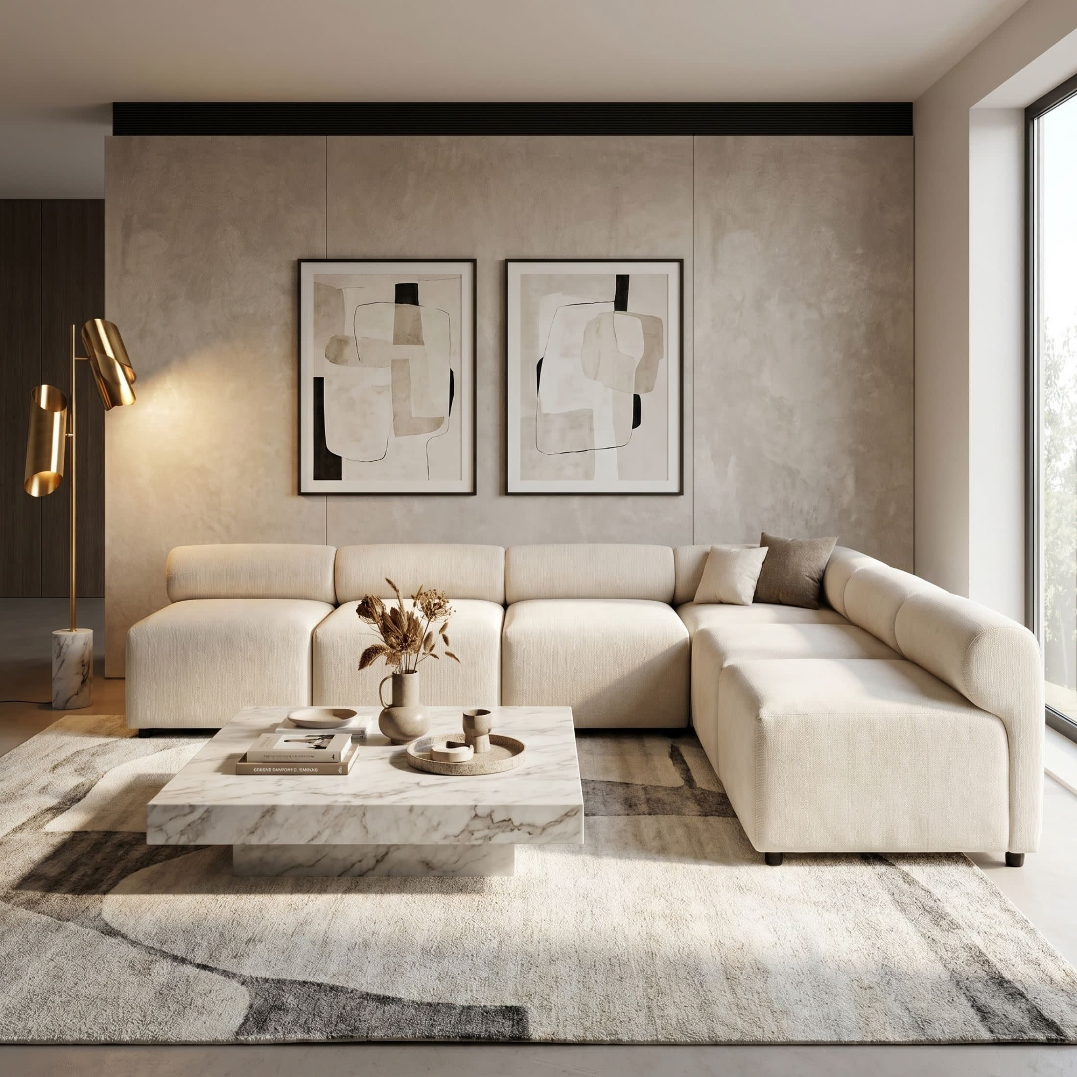 Christopher Knight Home 6-Seat Modular Sectional Sofa, Round-Back Armless & Corner Chairs with Deep Cushions, Beige