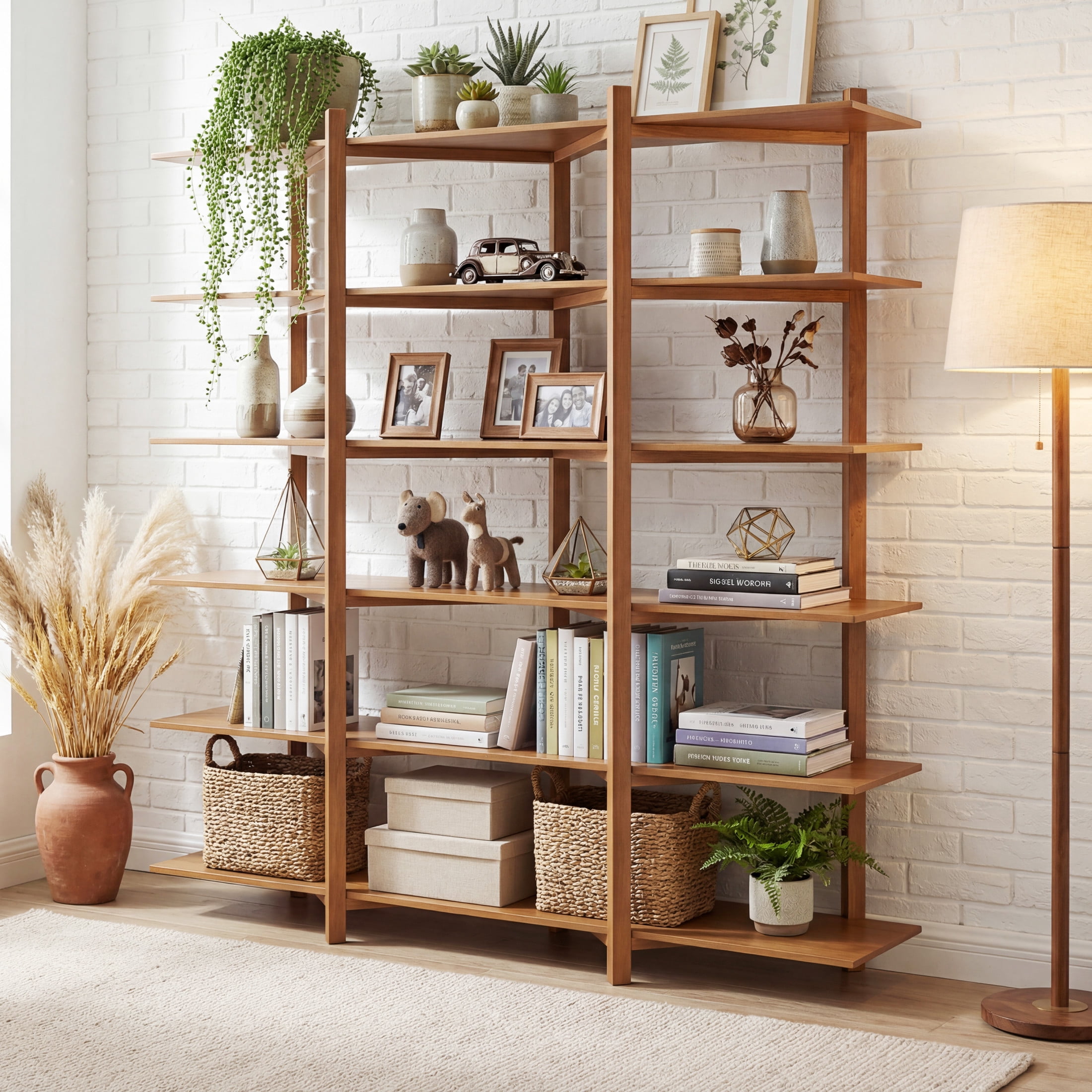 Christopher Knight Home 60.75" Vintage 6-Tier Open Shelf Bookcase, Solid Wood Frame, Brown