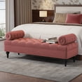 thumbnail image 1 of Christopher Knight Home 60" Modern Velvet Upholstered Bench with 2 Detachable Pillows, Comfy Ottoman, Pink, 1 of 12